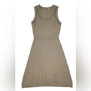 Athleta Comfy Cozy Knit Winter Sweater Midi Dress in Beige Size Large